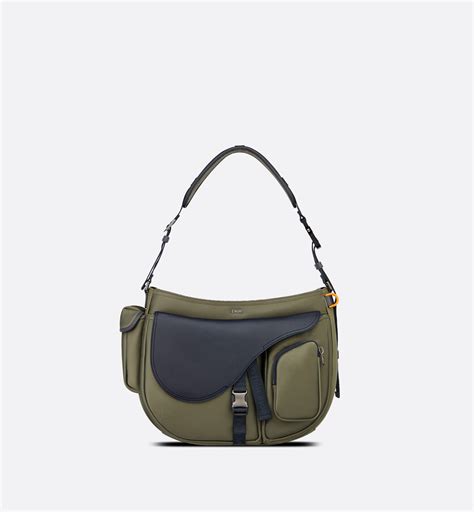 DIOR AND SACAI Saddle Soft Bag Olive Technical Fabric and 